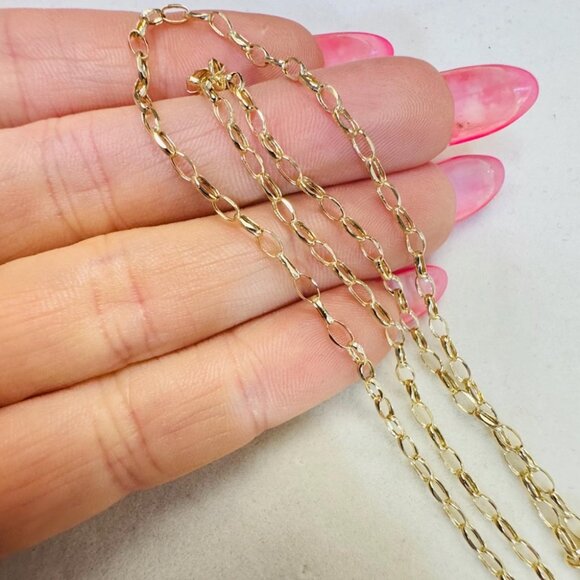 Solid 10K Yellow Gold 2.5mm Rolo Link Chain Necklace 17’’ - Picture 4 of 4